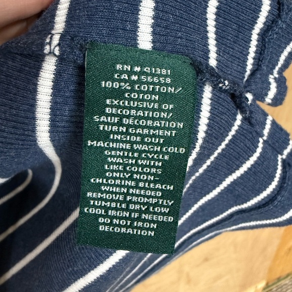 Ralph Lauren Shirt Womens Large Blue White Striped Padded Zip Shoulders Cotton - Picture 3 of 7